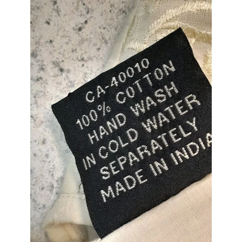 Womens Boho Embroidered Cottagecore Prairie Romantic Sz XL Blouse Antique White - Picture 6 of 8